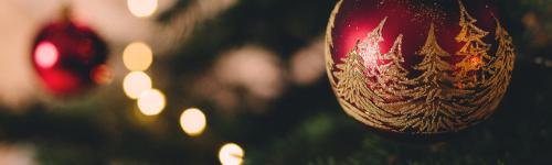 christmas tree with a beautiful red ball